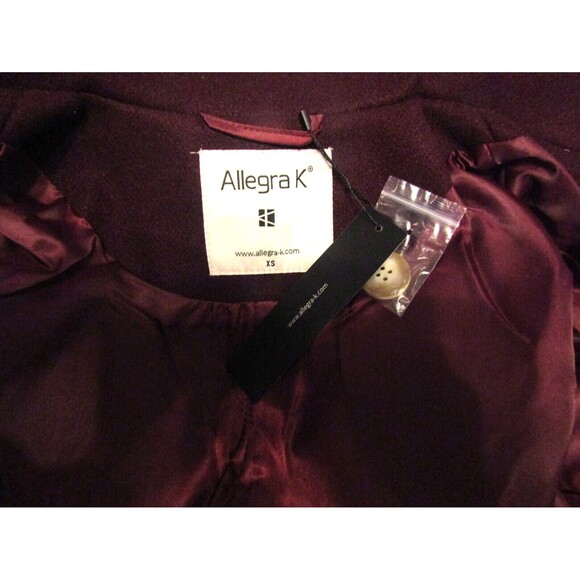 Allegra K Overcoat Shawl Collar Single Breasted Mid Thigh Winter NWT Womens XS - Picture 10 of 12